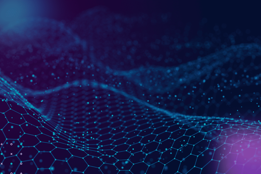 Secure network mesh visualization representing modern IBM i API authentication with encrypted token-based security layer