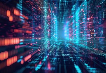 Futuristic digital tunnel with flowing data representing modern Git-based DevOps transformation for IBM i development